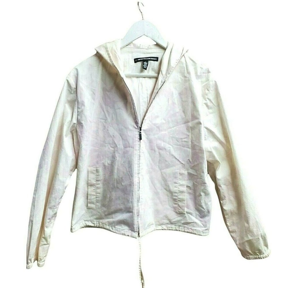 Company Ellen Tracy Hooded Jacket Light Pink w Floral Pockets, Lined SIZE Large